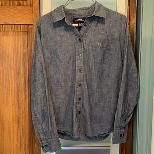 LANDS END Chase Blue Jean button down shirt.